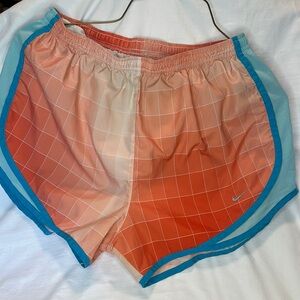 Nike Orange and Blue Athletic Shorts Lightweight Design